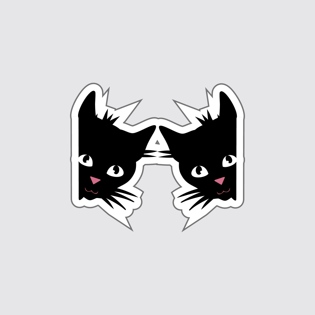 Dual Whiskers Black Cat Mirror Sticker
