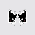 Dual Whiskers Black Cat Mirror Sticker