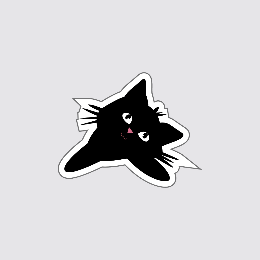 Tilt Head Black Cat Sticker