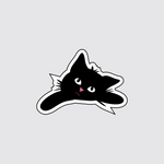 Upward Gaze Black Cat Sticker