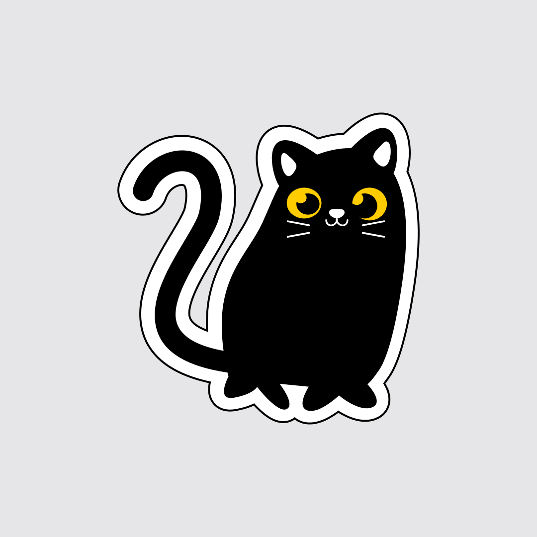 Curly Whiskers Elegant Cat Sticker