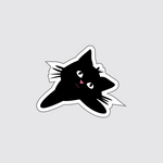 Tilt Head Black Cat Sticker