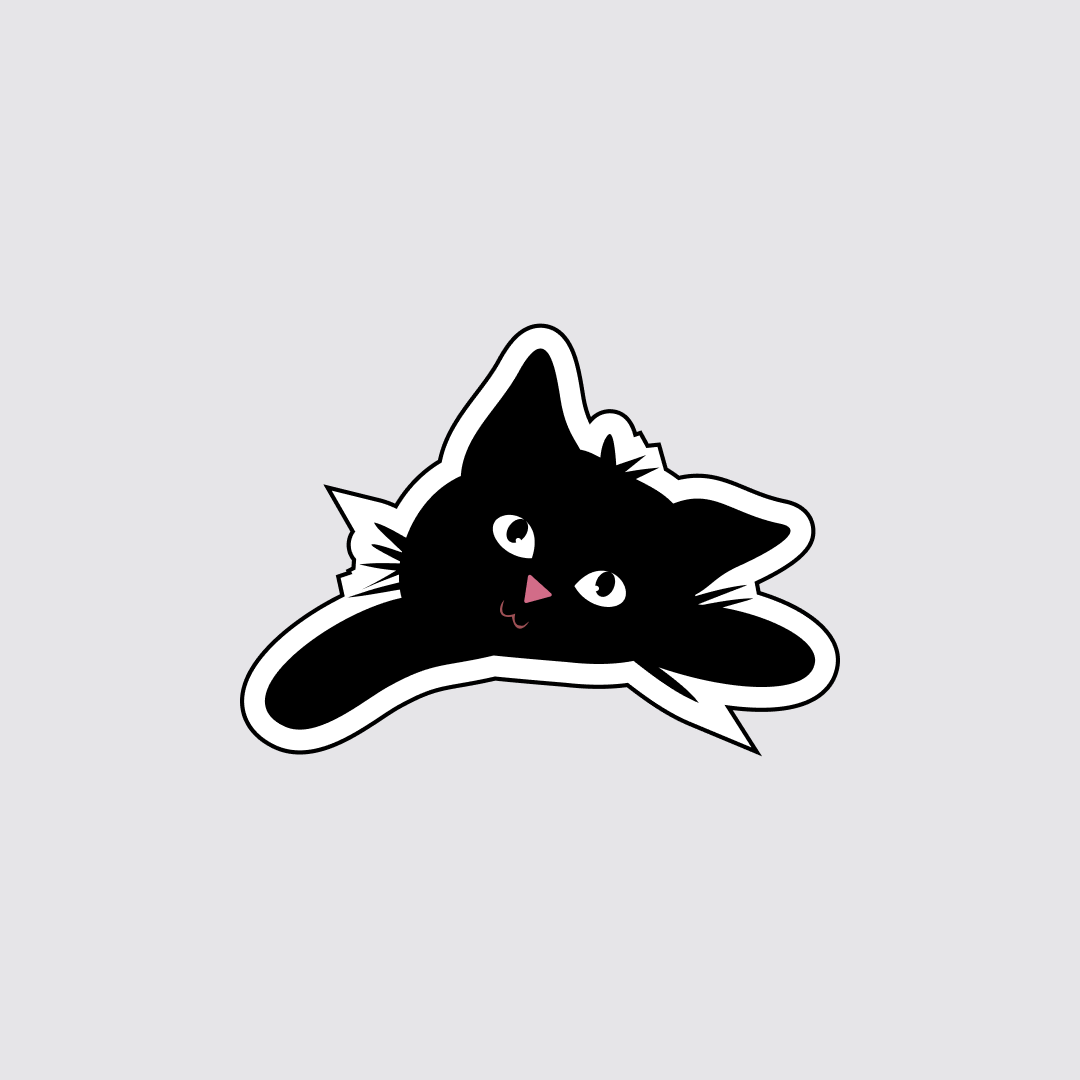 Upward Gaze Black Cat Sticker
